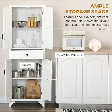 Freestanding Pantry Cabinet for Kitchen or Dining Room with Adjustable Shelves