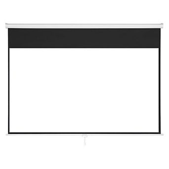 Manual Pull Down Projector Screen Wall Mounted PVC Indoor Viewing with Auto-Lock