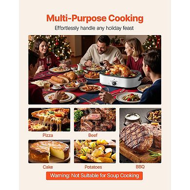 18QT Electric Roaster Oven with Adjustable 150450℉ Temp and 1450W Power