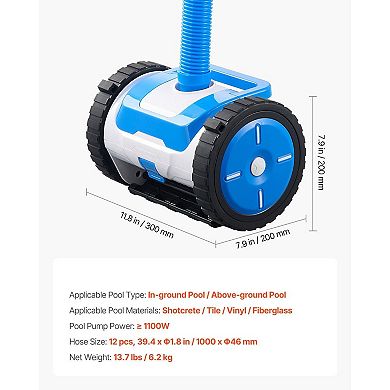 In-Ground Pool Suction Cleaner with Adjustable Flow and Wall Climbing
