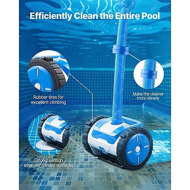 In-Ground Pool Suction Cleaner with Adjustable Flow and Wall Climbing