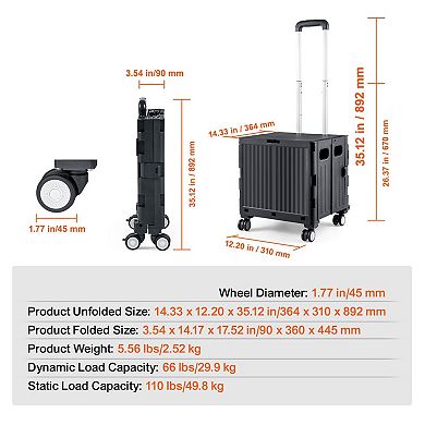 Lightweight Foldable Utility Cart with Swivel Wheels