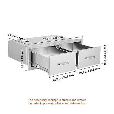 Double Stainless Steel Drawer with Handle for Indoor and Outdoor Use