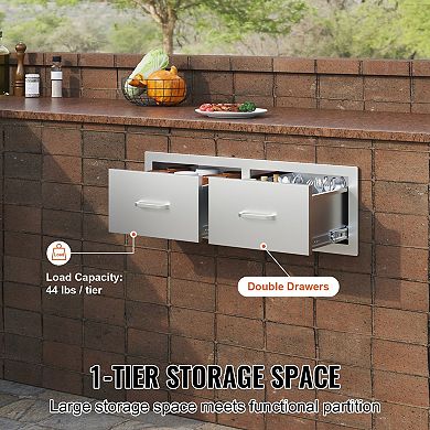 Double Stainless Steel Drawer with Handle for Indoor and Outdoor Use