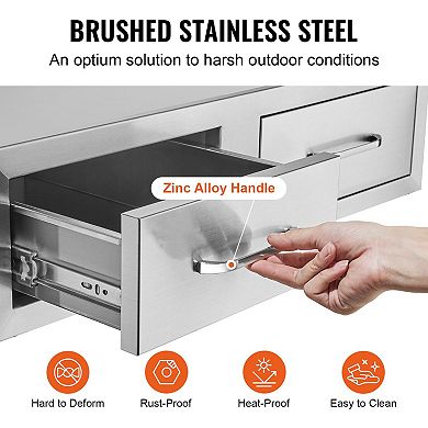 Double Stainless Steel Drawer with Handle for Indoor and Outdoor Use