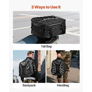 Expandable Bike Tail Bag with Internal Tie-Downs and Straps