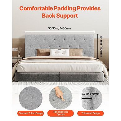 Diamond Tufted Linen Headboard with Adjustable Height