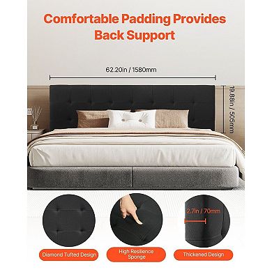 Adjustable Linen Bed Headboard with Diamond Tufting for Bedroom