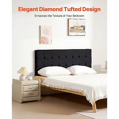 Adjustable Linen Bed Headboard with Diamond Tufting for Bedroom