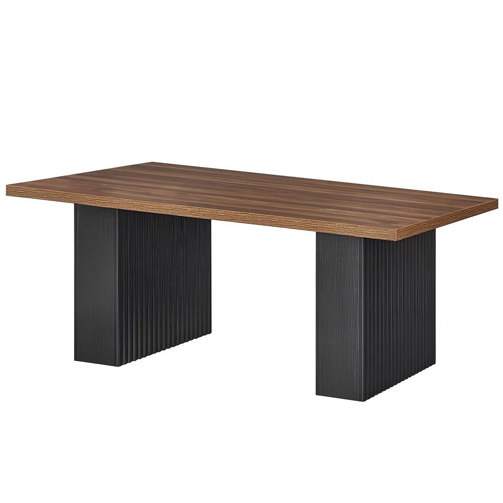 Modern Farmhouse Rectangular Coffee Table with Fluted Legs, Living Room ...