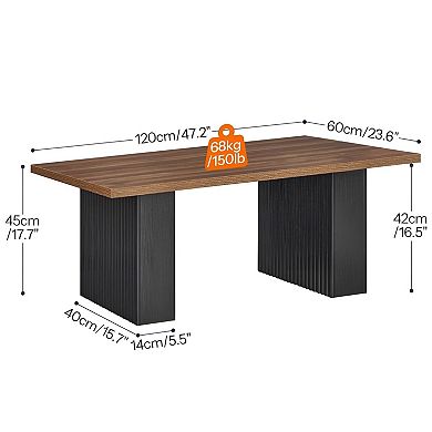 Modern Farmhouse Rectangular Coffee Table with Fluted Legs, Living Room Center Table