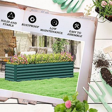 Galvanized Steel Raised Garden Bed Open-Bottom Planter for Herbs or Vegetables