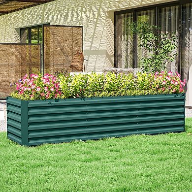 Galvanized Steel Raised Garden Bed Open-Bottom Planter for Herbs or Vegetables