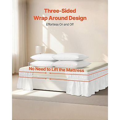 Adjustable Wrap Around Bed Skirt for Full Bed, 3-Sided Coverage