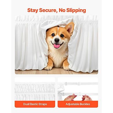 Adjustable Wrap Around Bed Skirt for Full Bed, 3-Sided Coverage