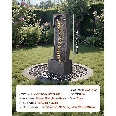 Compact Outdoor Fountain with Filtration, Absorbent Cotton, and LED Glow