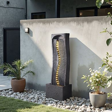 Compact Outdoor Fountain with Filtration, Absorbent Cotton, and LED Glow