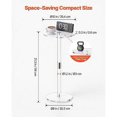 Acrylic Side Table with 0.3-Inch Thick Top for Living Room or Bedroom