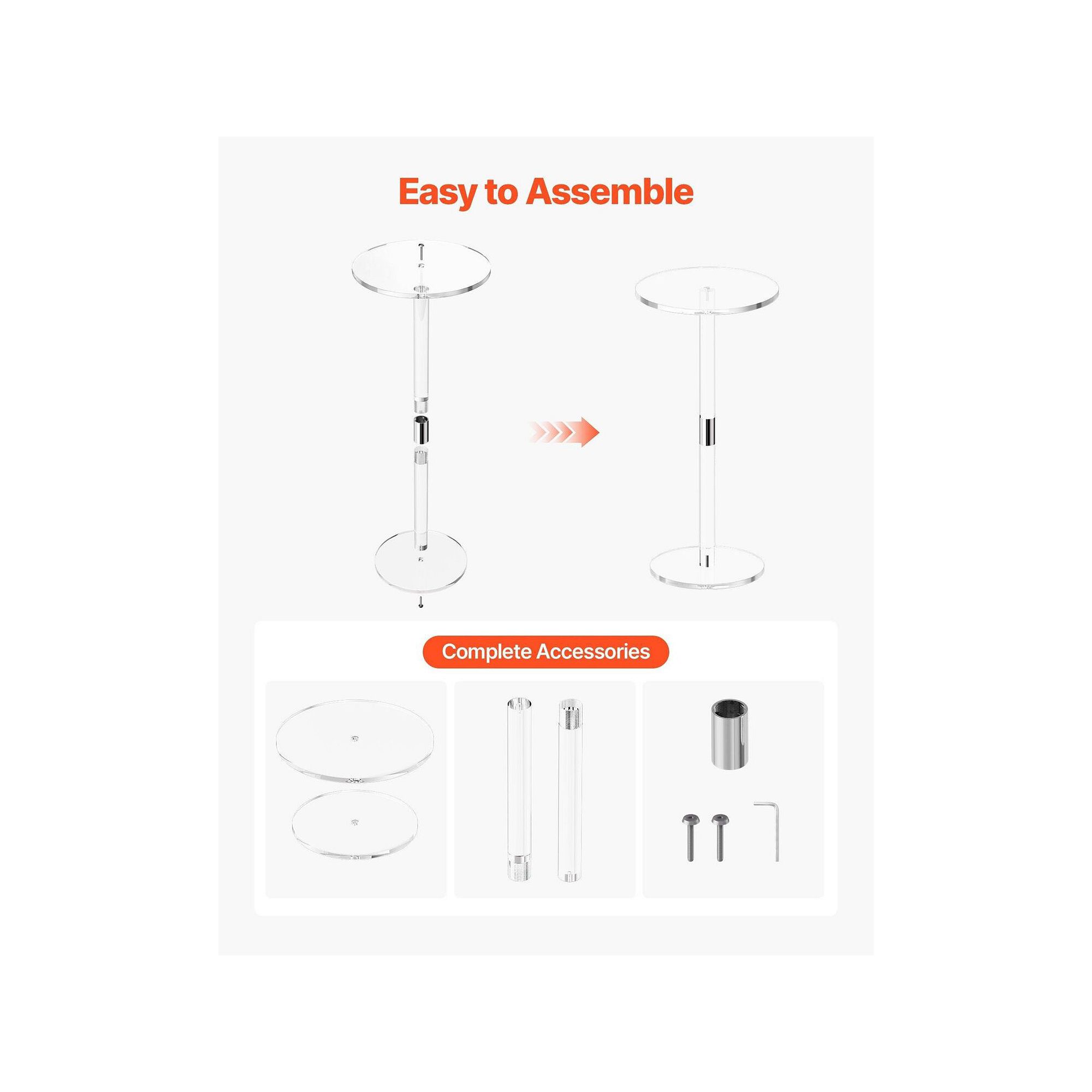Assembly diagram for clear acrylic round side table
