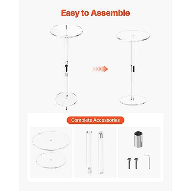 Acrylic Side Table with 0.3-Inch Thick Top for Living Room or Bedroom