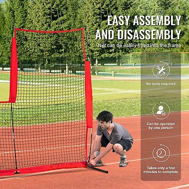 Baseball Softball Pitching L-Screen, Net with Reinforced Edges and Portable Storage Bag