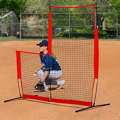 Baseball Softball Pitching L-Screen, Net with Reinforced Edges and Portable Storage Bag