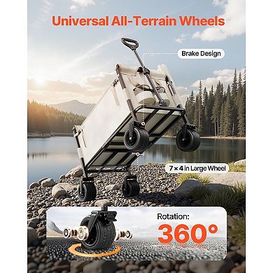 Foldable Outdoor Wagon with Foam Seat, Storage Space, and All-Terrain Wheels