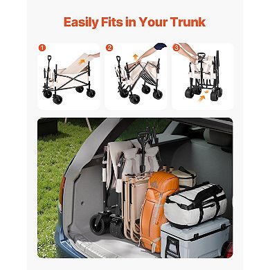 Foldable Outdoor Wagon with Foam Seat, Storage Space, and All-Terrain Wheels
