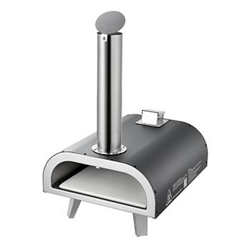 Dual Fuel Outdoor Pizza Oven for Pizzas, Wood or Propane Gas, Built-In Thermometer