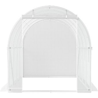 Walk-In Garden Greenhouse with Shelves Mesh Windows and PE Cover for Plants