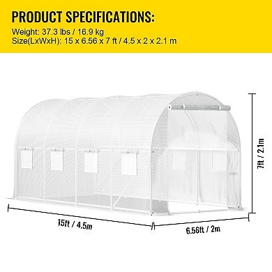Walk-In Garden Greenhouse with Shelves Mesh Windows and PE Cover for Plants