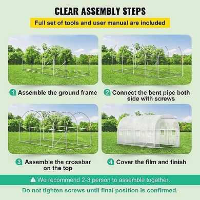 Walk-In Garden Greenhouse with Shelves Mesh Windows and PE Cover for Plants