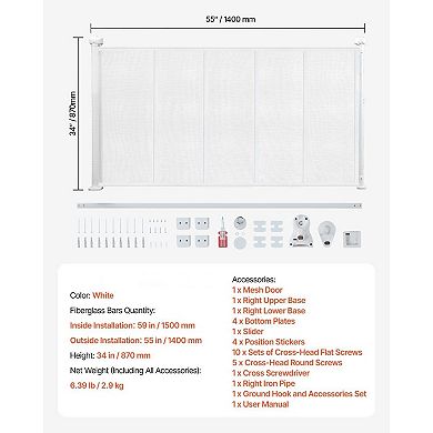 Retractable Safety Gate , One-Hand Open, Mesh