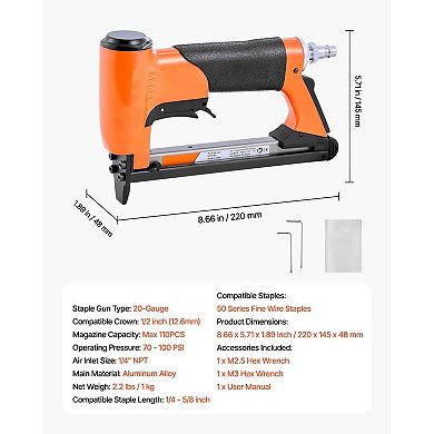 20-Gauge Pneumatic Staple Gun for Upholstery, Woodwork, and DIY Projects