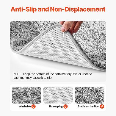 Microfiber Bathroom Rug with Textured Backing for Tub and Sink Areas