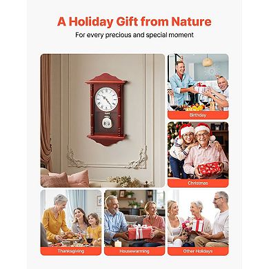 Silent Quartz Pendulum Wall Clock, Grandfather Style