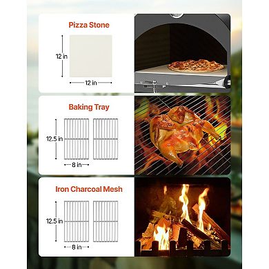 Outdoor Pellet Pizza Oven with Built in Thermometer Wheels and Pizza Stone