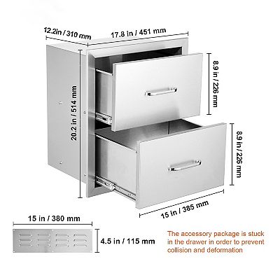 2-Tier Stainless Steel Storage Drawer with Built-In Handle for Easy Access