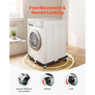 Adjustable Appliance Stand with Wheels and Brakes for Fridges, Washers, and Dryers
