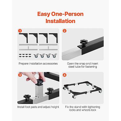 Adjustable Appliance Stand with Wheels and Brakes for Fridges, Washers, and Dryers