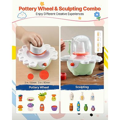 Mini Electric Pottery Wheel for Kids with USB Power, Adjustable Speed, and Craft Tools