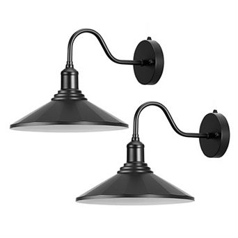2-Pack Dusk-to-Dawn Outdoor Barn Light with Gooseneck Design