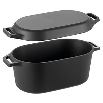 Cast Iron Dutch Oven 3.5-qt Enamel Coated Reversible Lid for Baking and Cooking