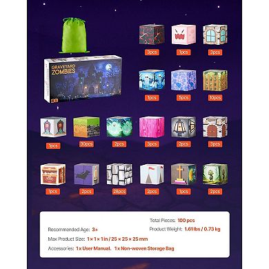 100-Piece Magnetic Building Blocks Set for Kids, Flat Construction with Storage Bag