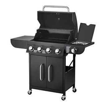 4 Burner Gas Grill with Side Burner Large Cooking Area for Backyard Grilling
