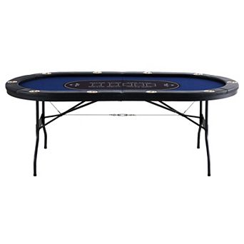 Foldable Poker Table with Cup Holders and Padded Armrests, Seats 10