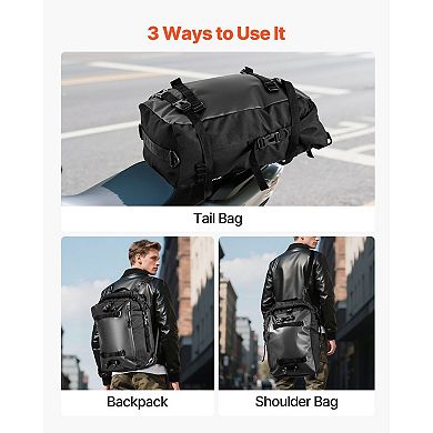 Convertible Motorcycle Tail Bag Backpack Crossbody Gear Bag 30L Waterproof