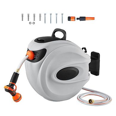 Outdoor Retractable Hose Reel with Brass Fittings and Lockable Hose Length