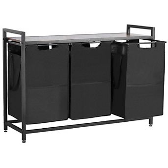 3-Bag Rolling Laundry Hamper Sorter with Tabletop Shelf