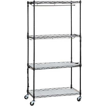 Vertical Indoor Plant Rack with 3 LED Grow Lights, Adjustable Height Shelves, and Wheels